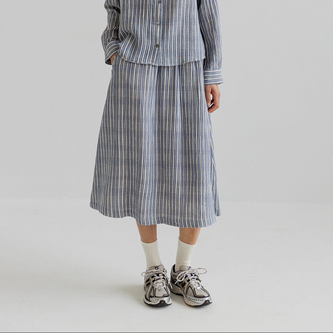 Maggie Skirt - Indigo Stripe