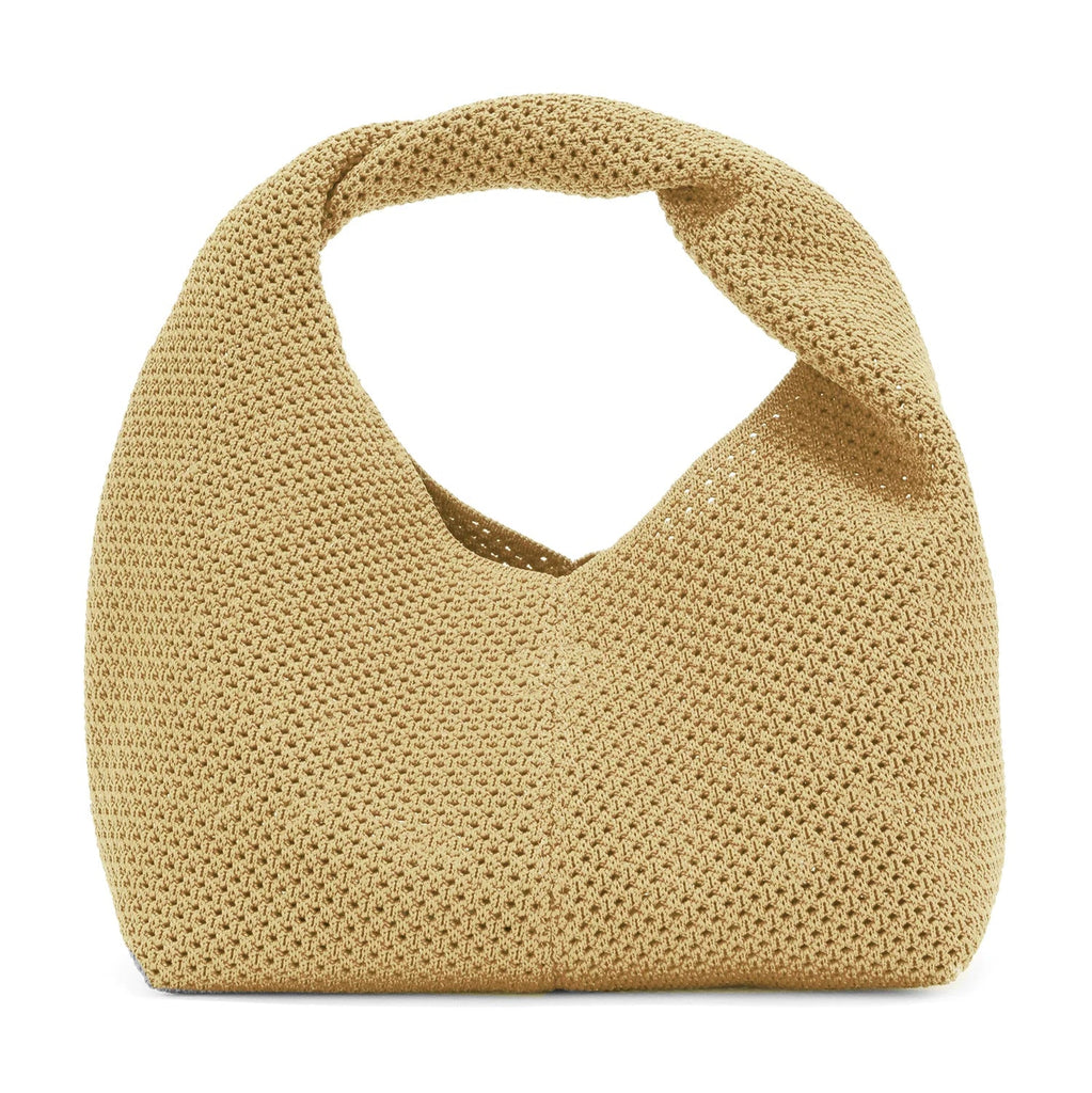 Ecoalf bag in light beige, featuring a unique woven texture and a slouchy, oversized silhouette.