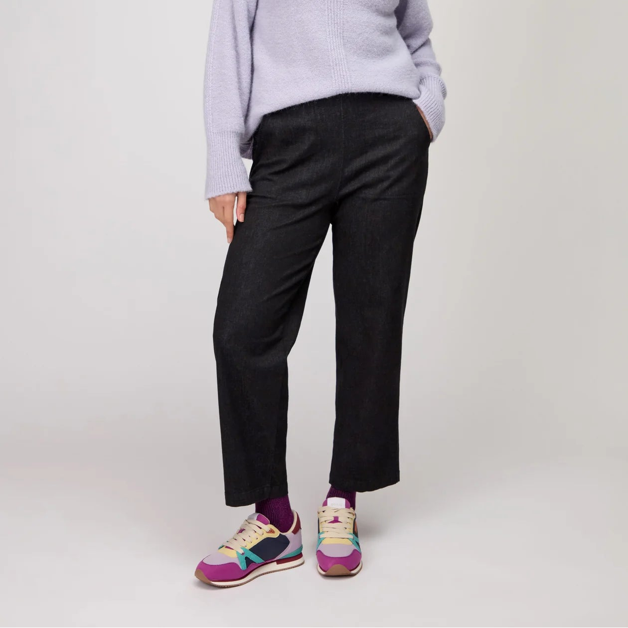 Stretch Denim Straight Trouser - Black Denim