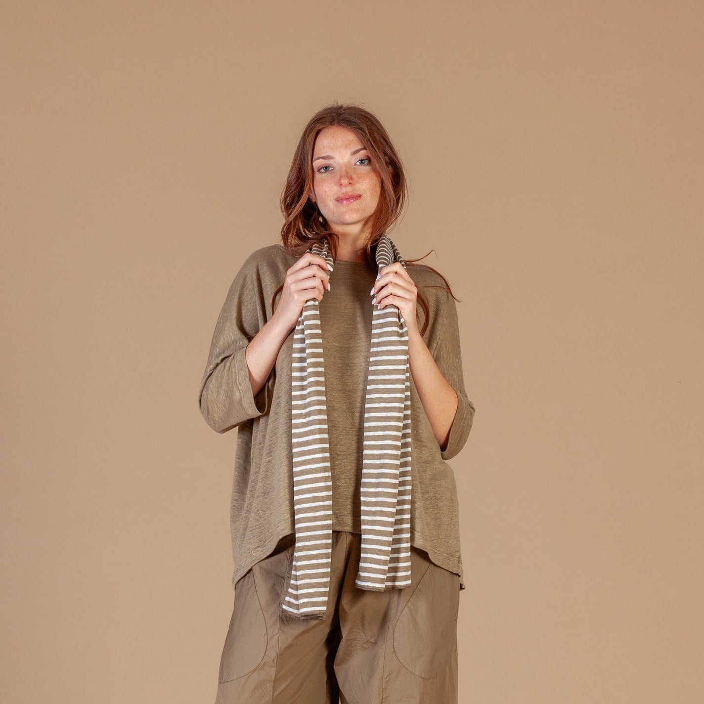 Lumpa Scarf - Cumin Medium Stripe