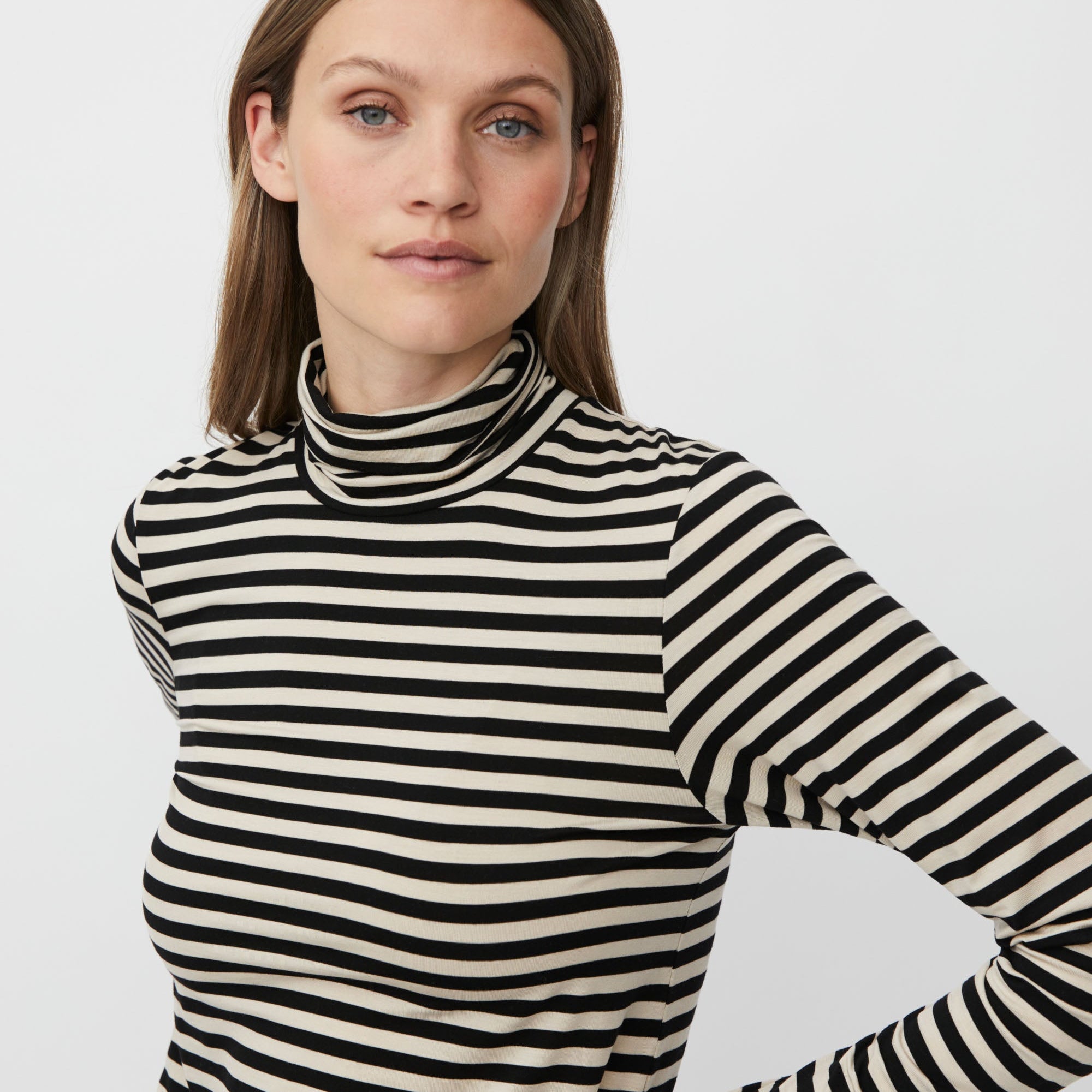 Brooklyn Striped Long Sleeved Top - Black