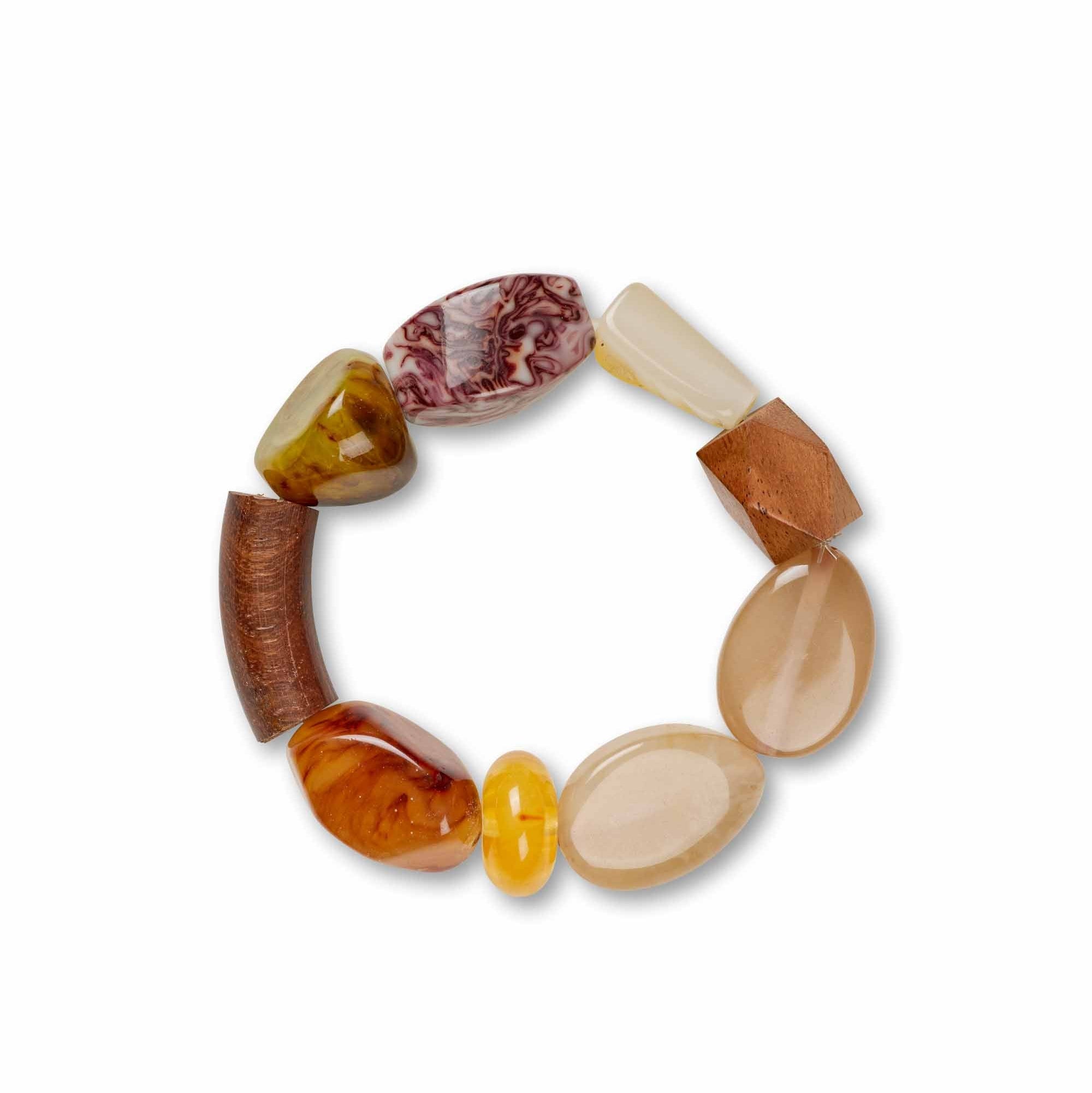Multicolored beaded bracelet on a white background