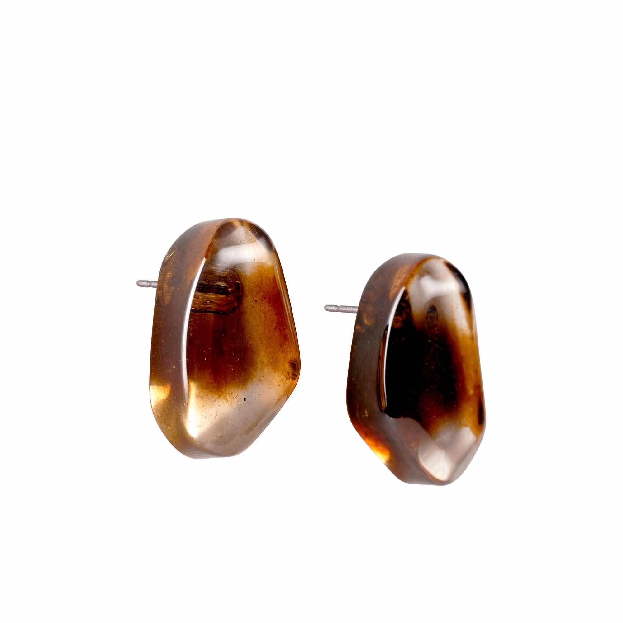 Hoop earrings with tortoiseshell pattern on a white background