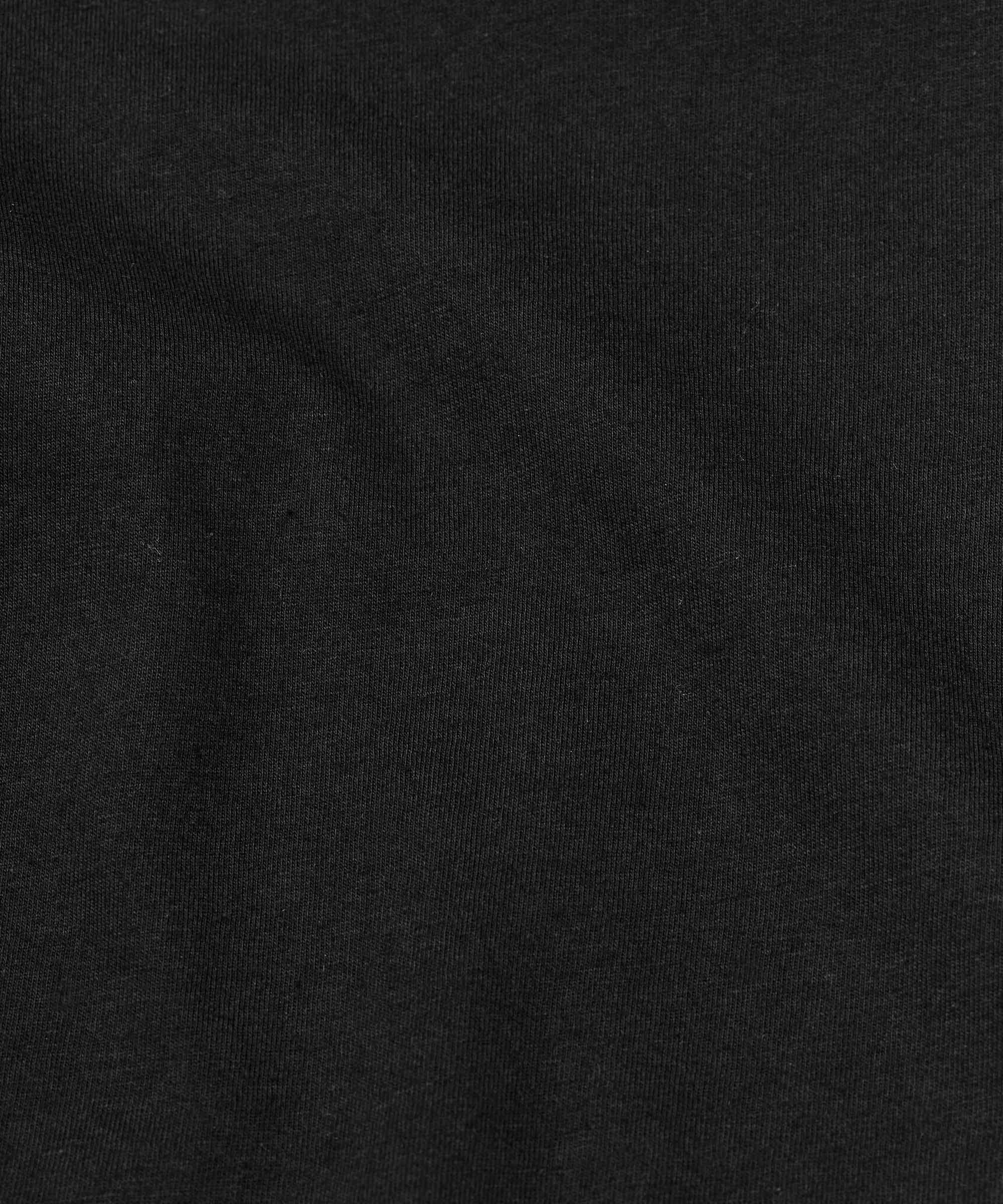 A close-up of black fabric with soft folds and a fine knit texture.