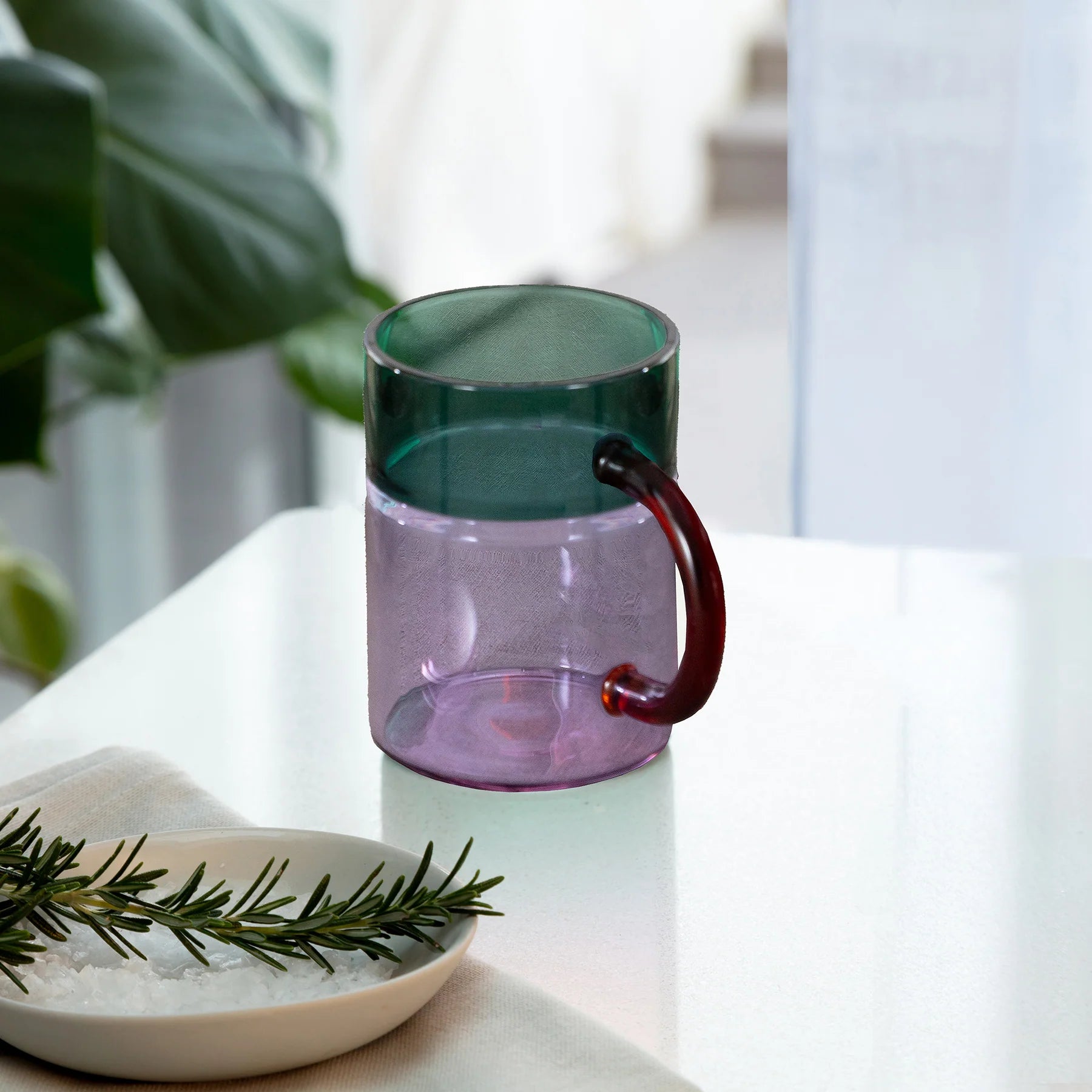 Pablo 2 Tone Gradient Glass Mug- Lilac / Teal / Amber