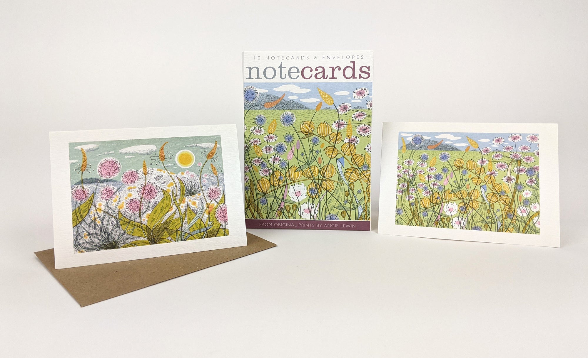 Set of three floral notecards with envelopes.