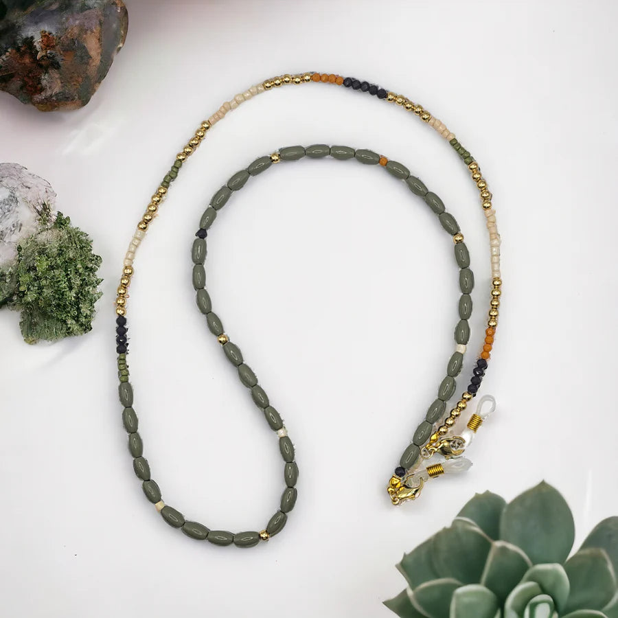 Beaded Glasses Chain - Sage, Purple & Peach