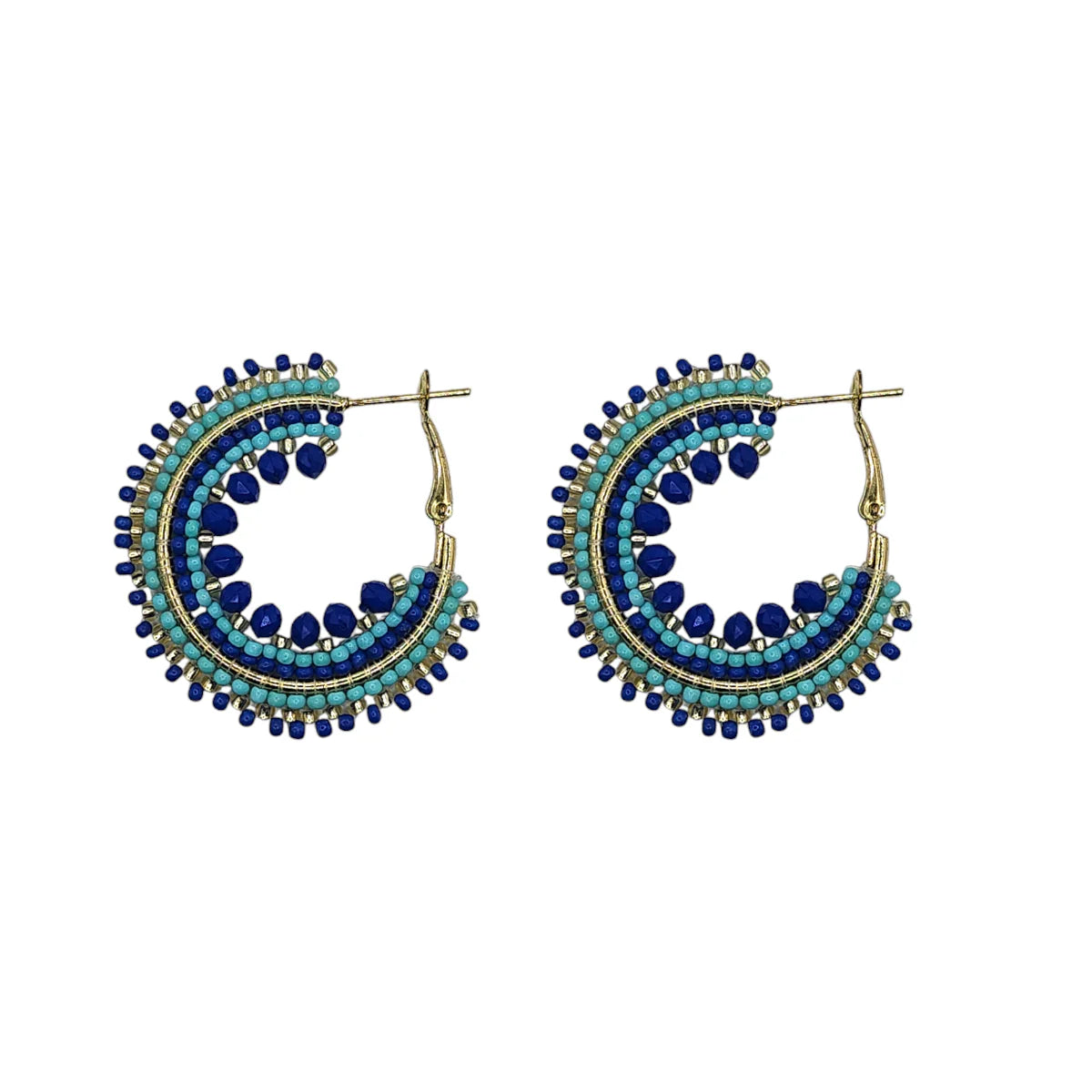 Mini Beaded Ombre Hoop Earrings - Capri Blue