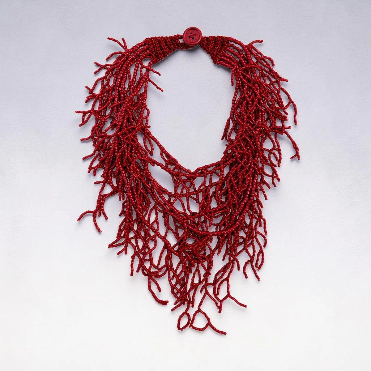 Coral Beaded Necklace - Burgundy