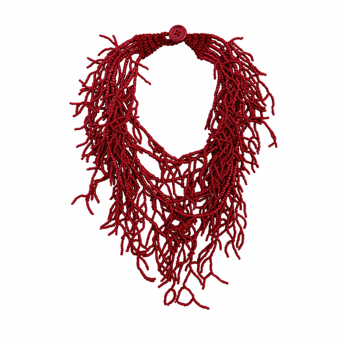 Coral Beaded Necklace - Burgundy