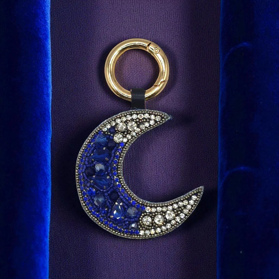 Beaded Bag Charm - Moon