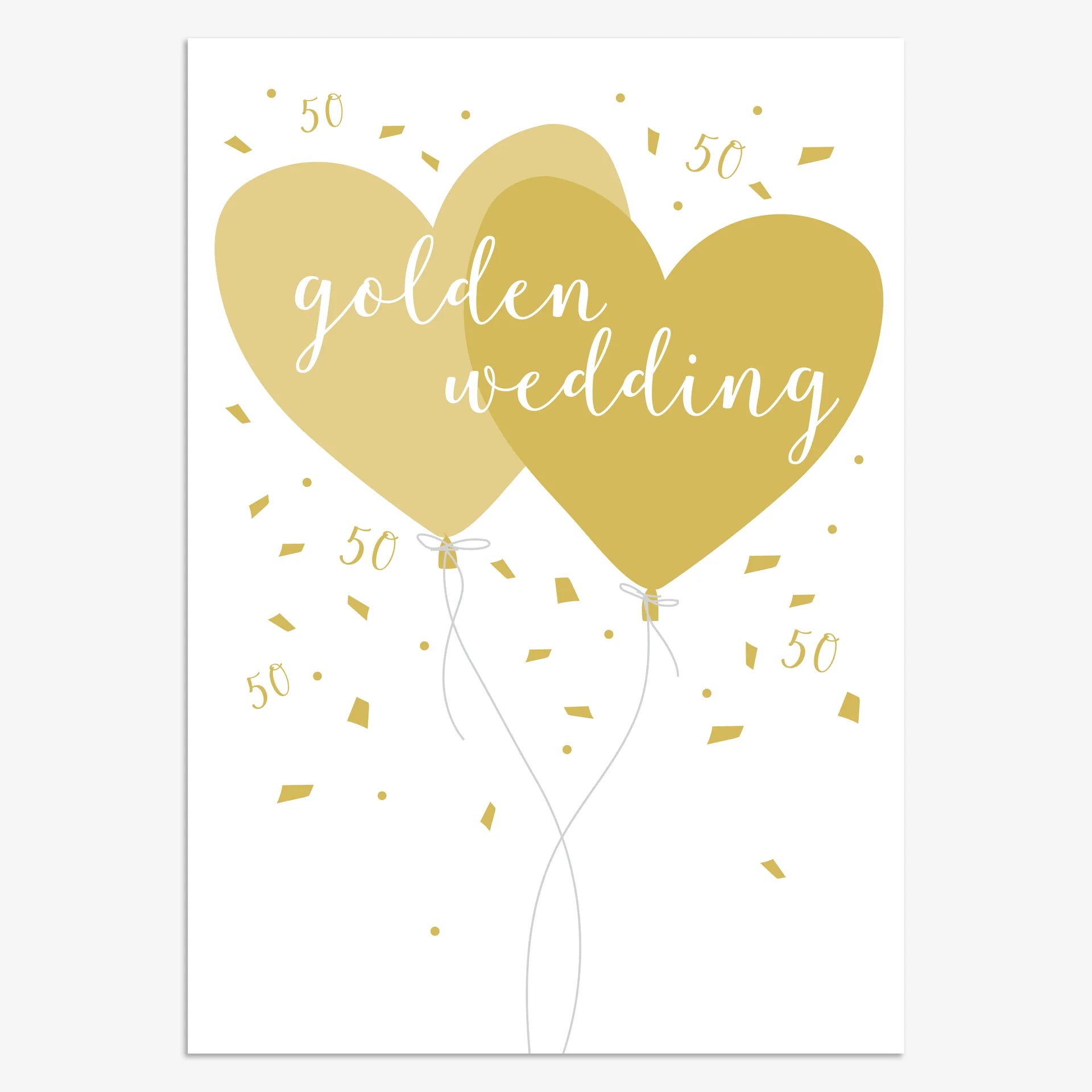 Greeting Card - Golden Wedding Balloons
