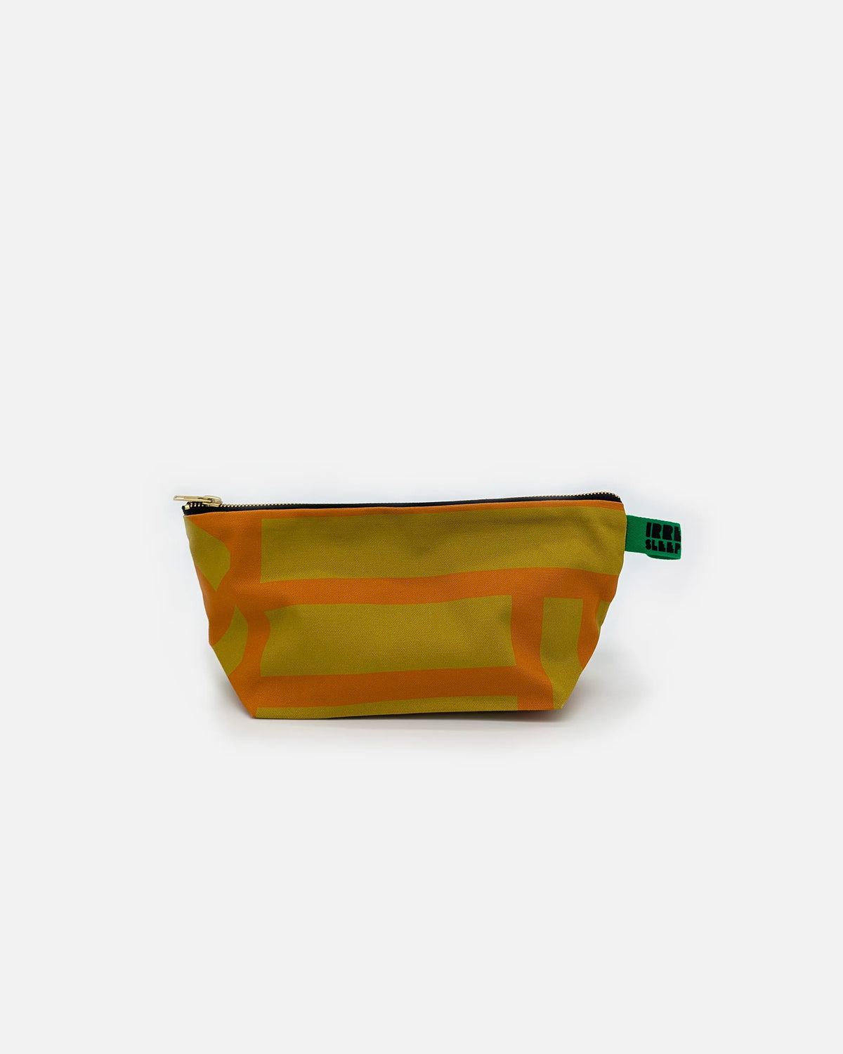 Small pouch with a green zipper on a white background