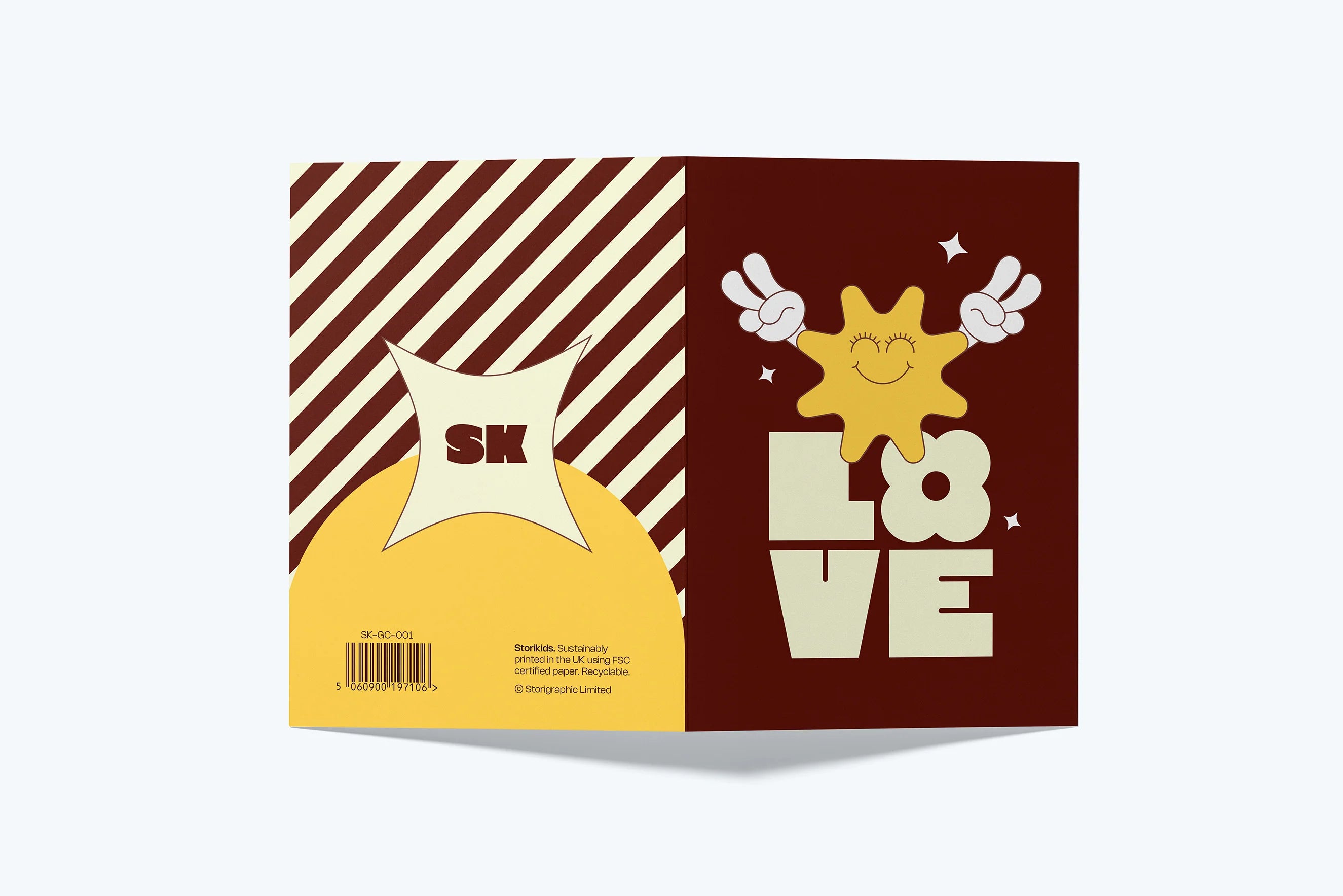 Product packaging with 'SK' branding and decorative elements on a white background