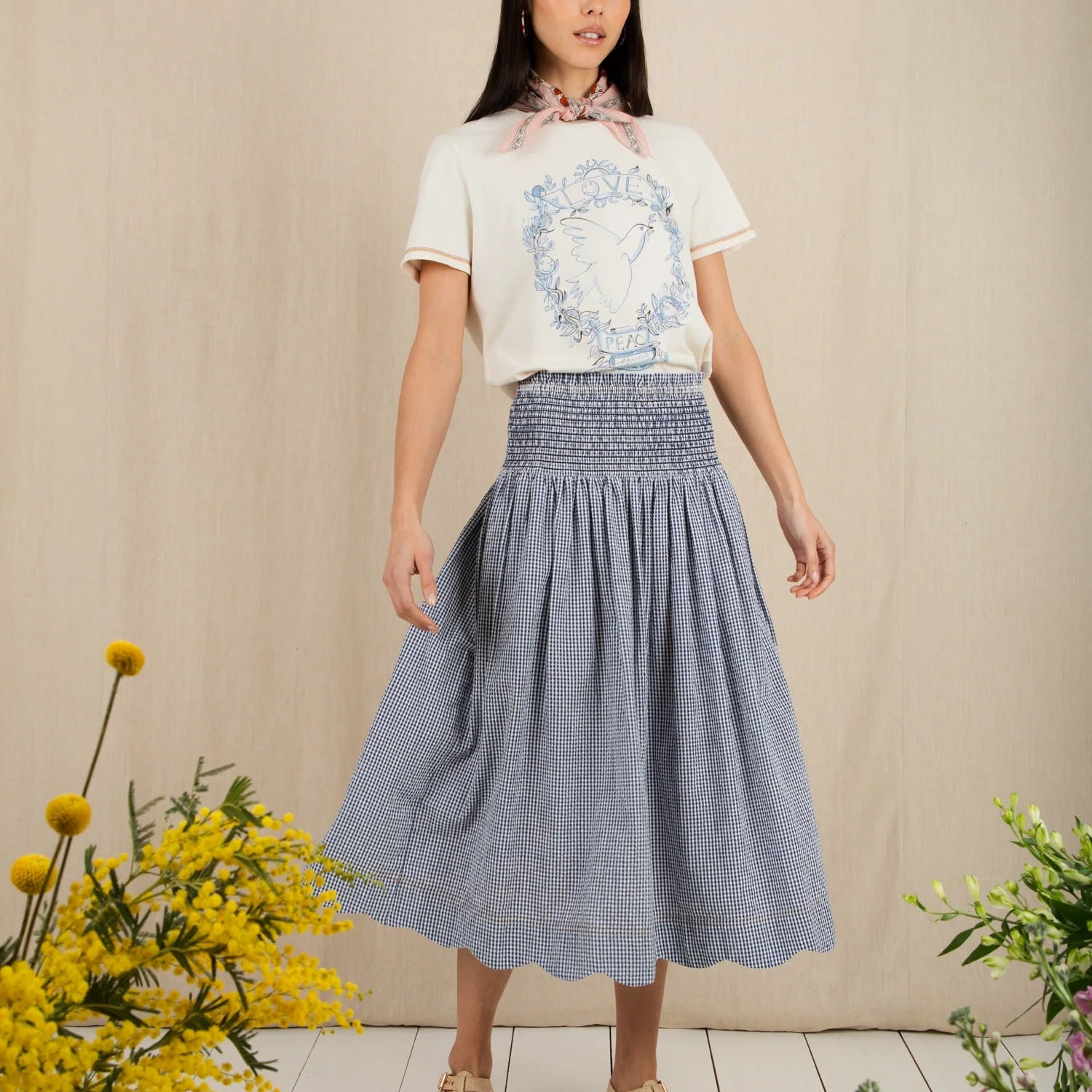 Polly Skirt - Navy Gingham