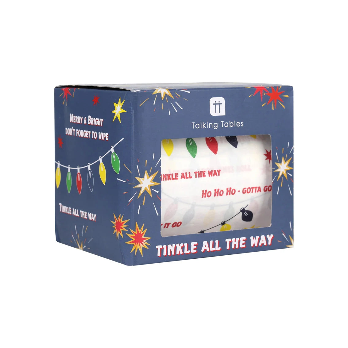 Box of Talking Tables with Christmas-themed design and text