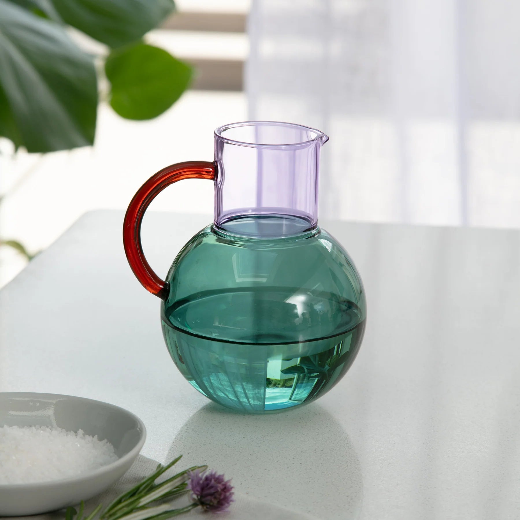 Small Pablo Glass Jug - Teal / Purple / Amber
