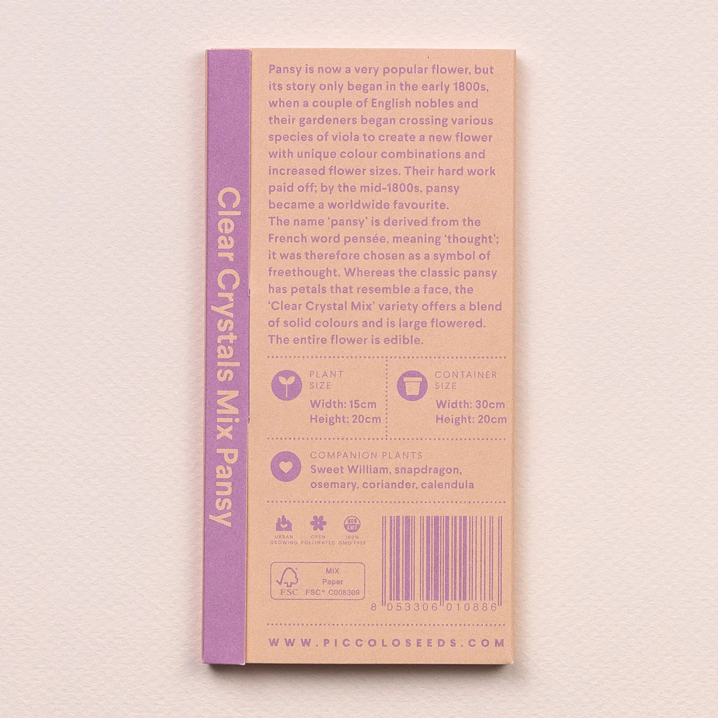 Seeds Packets - Pansy - Clear Crystals Mix