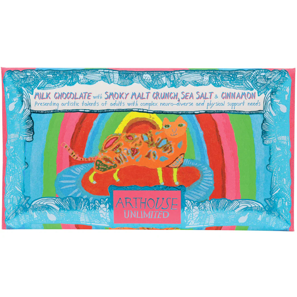 Rainbow Cat - Milk Chocolate with Smoky Malt Crunch , Sea Salt & Cinnamon