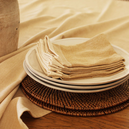 Set of 4 Cotton Herringbone Napkin - Golden Yellow