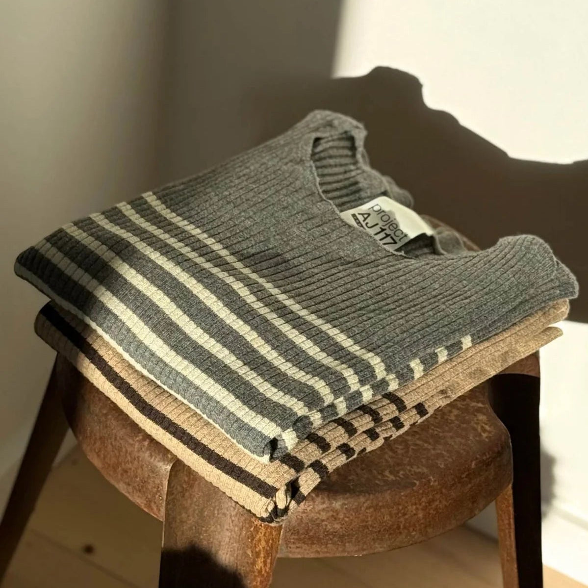 Sabra Stripe Long Sleeved Top - Grey & Chalk