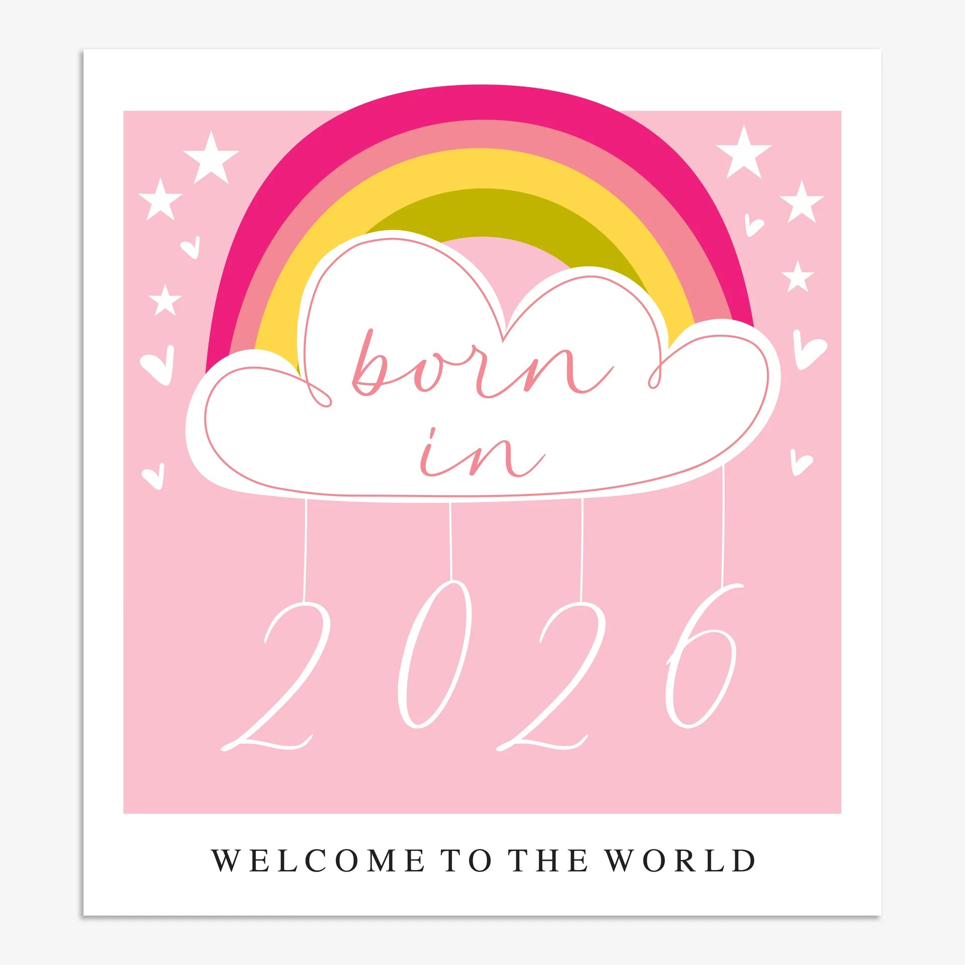 New Baby Card - Born in 2026 - Pink