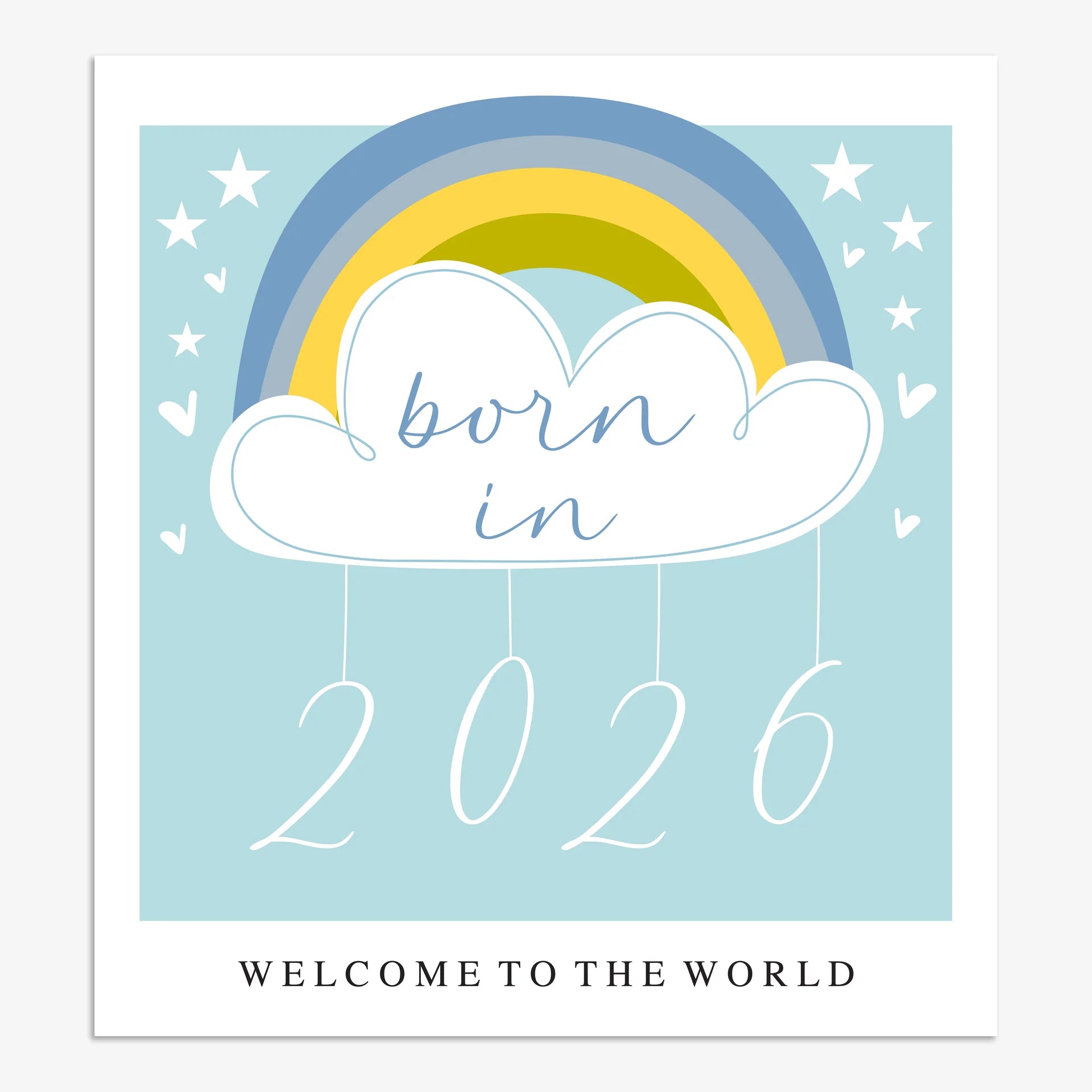 New Baby Card - Born in 2026 - Blue