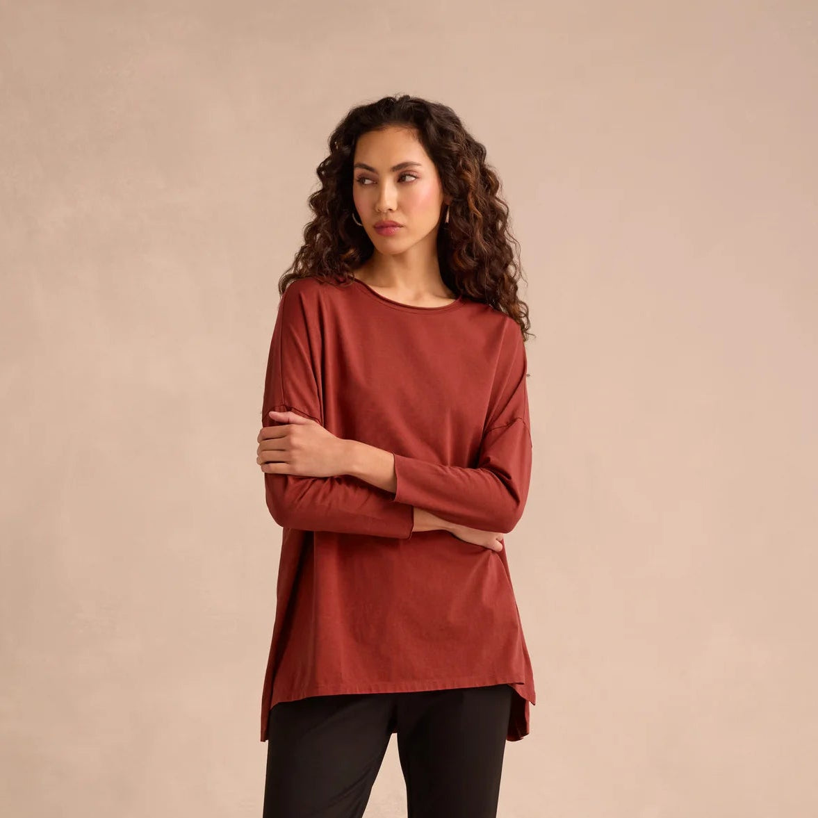 Cotton Jersey Relaxed Top - Conker