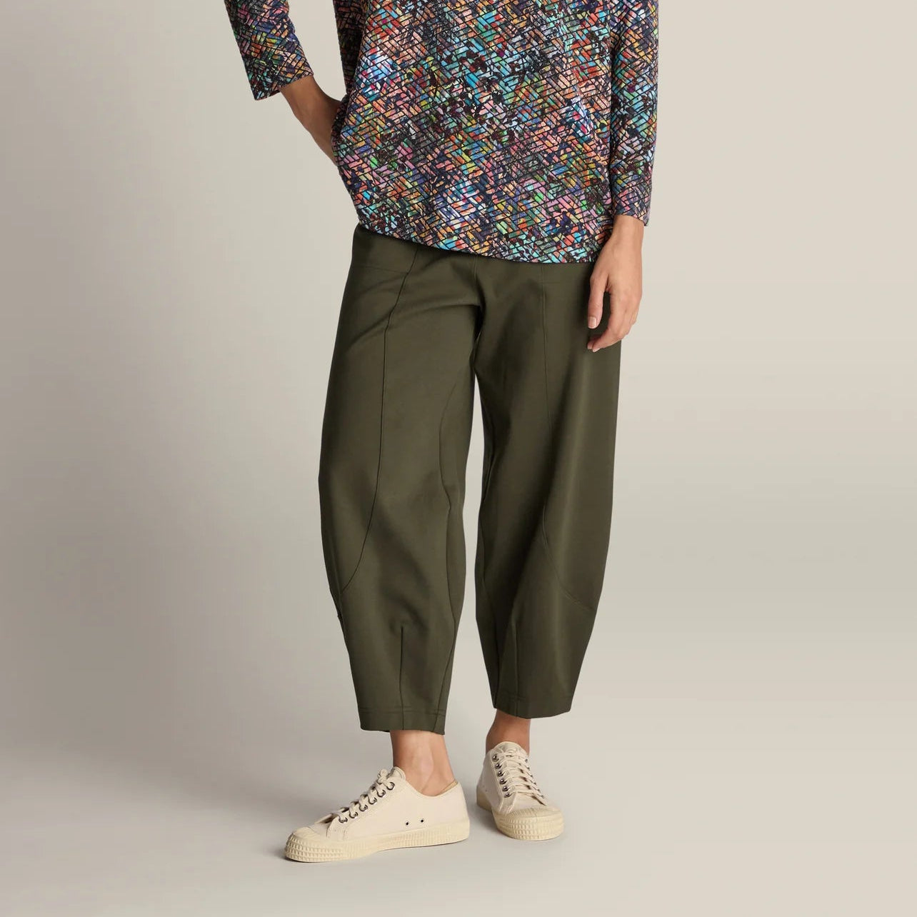 Ponte Bubble Trouser - Khaki