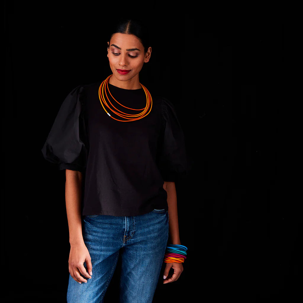 Super String Necklace - Apricot & Orange