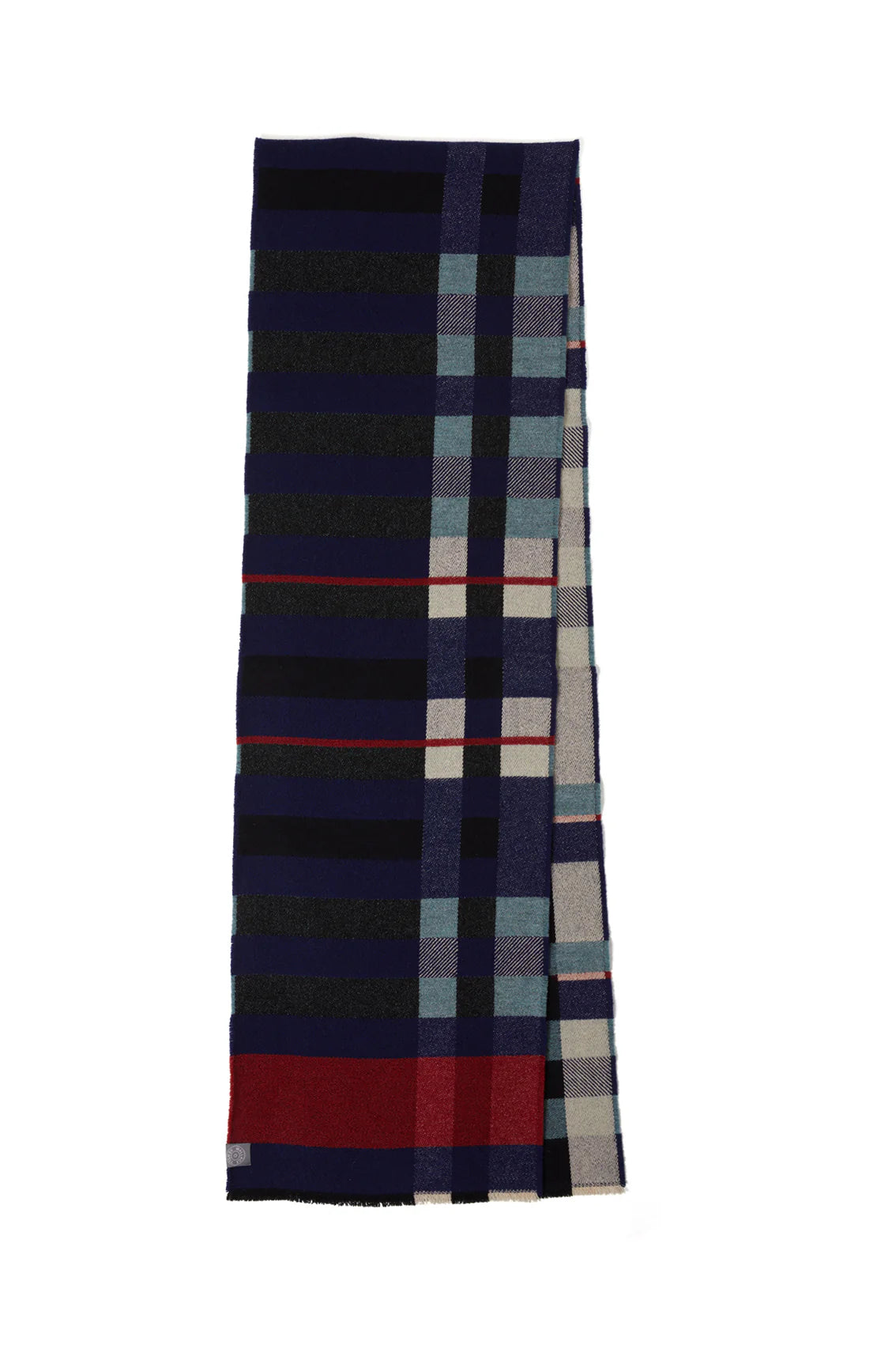 Plaid scarf with a mix of colors on a white background