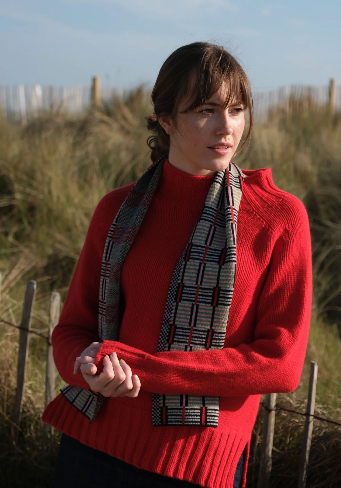 Ladder Scarf - Red & Green