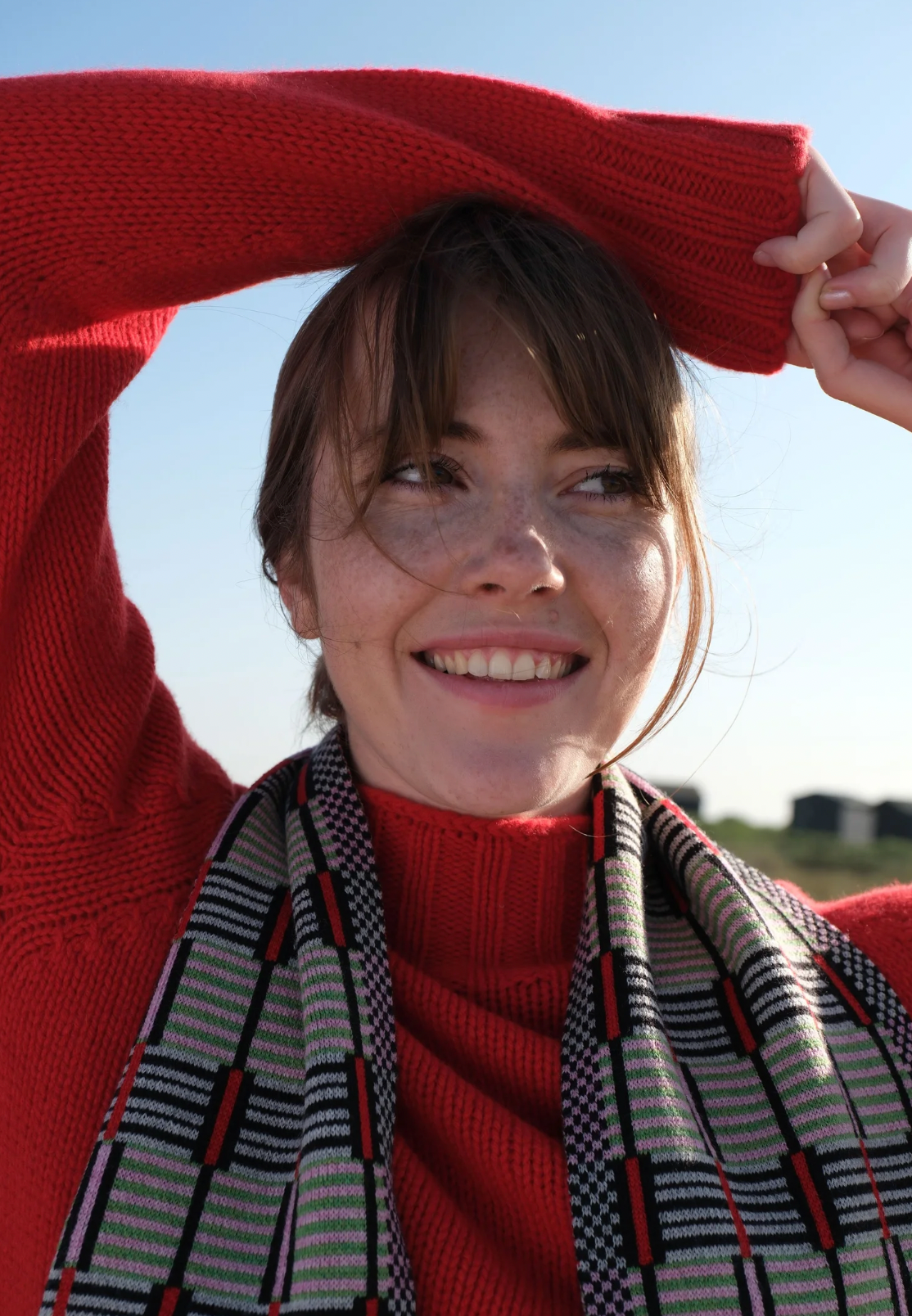 Ladder Scarf - Red & Green