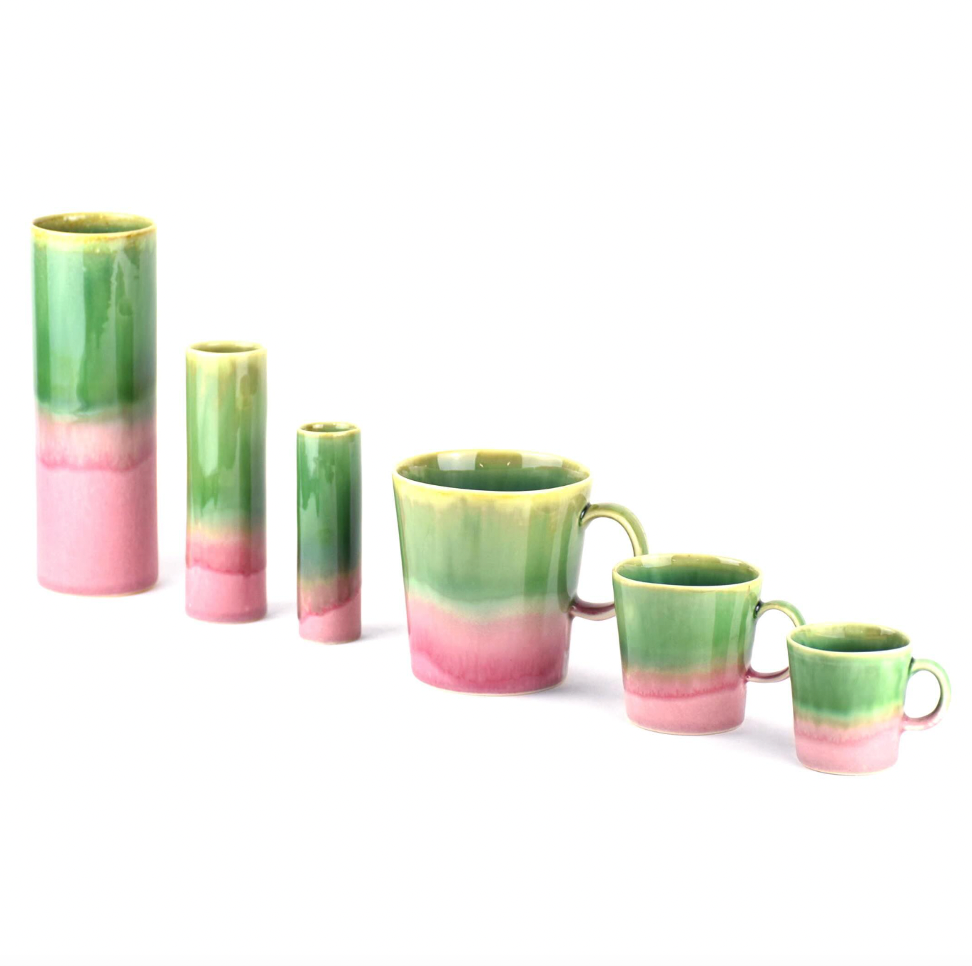 Large Cylinder Vase - Pink and Green