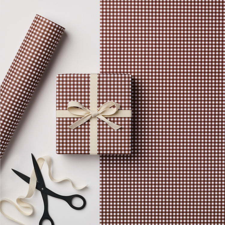 Wrapping Paper - Burgundy Gingham - Single Sheet