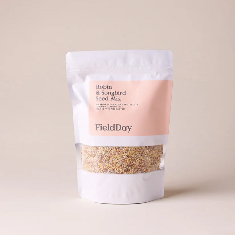 FieldDay Robin & Songbird Seed Mix packaging on a beige background