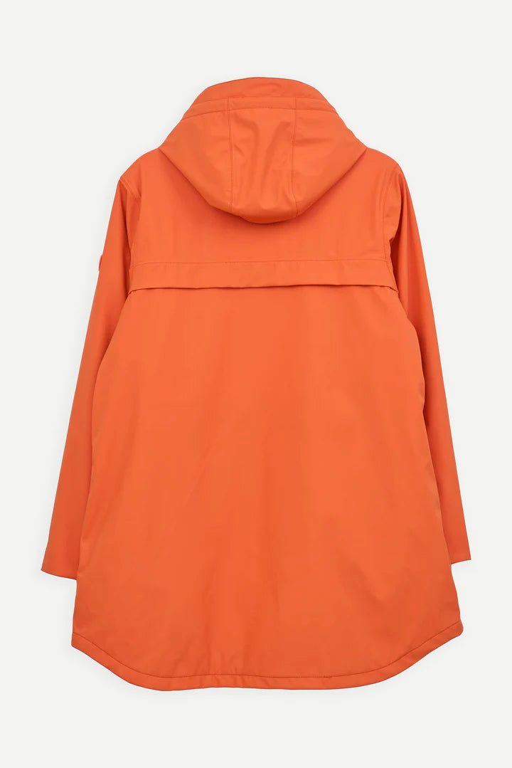 Orange hooded jacket on a white background