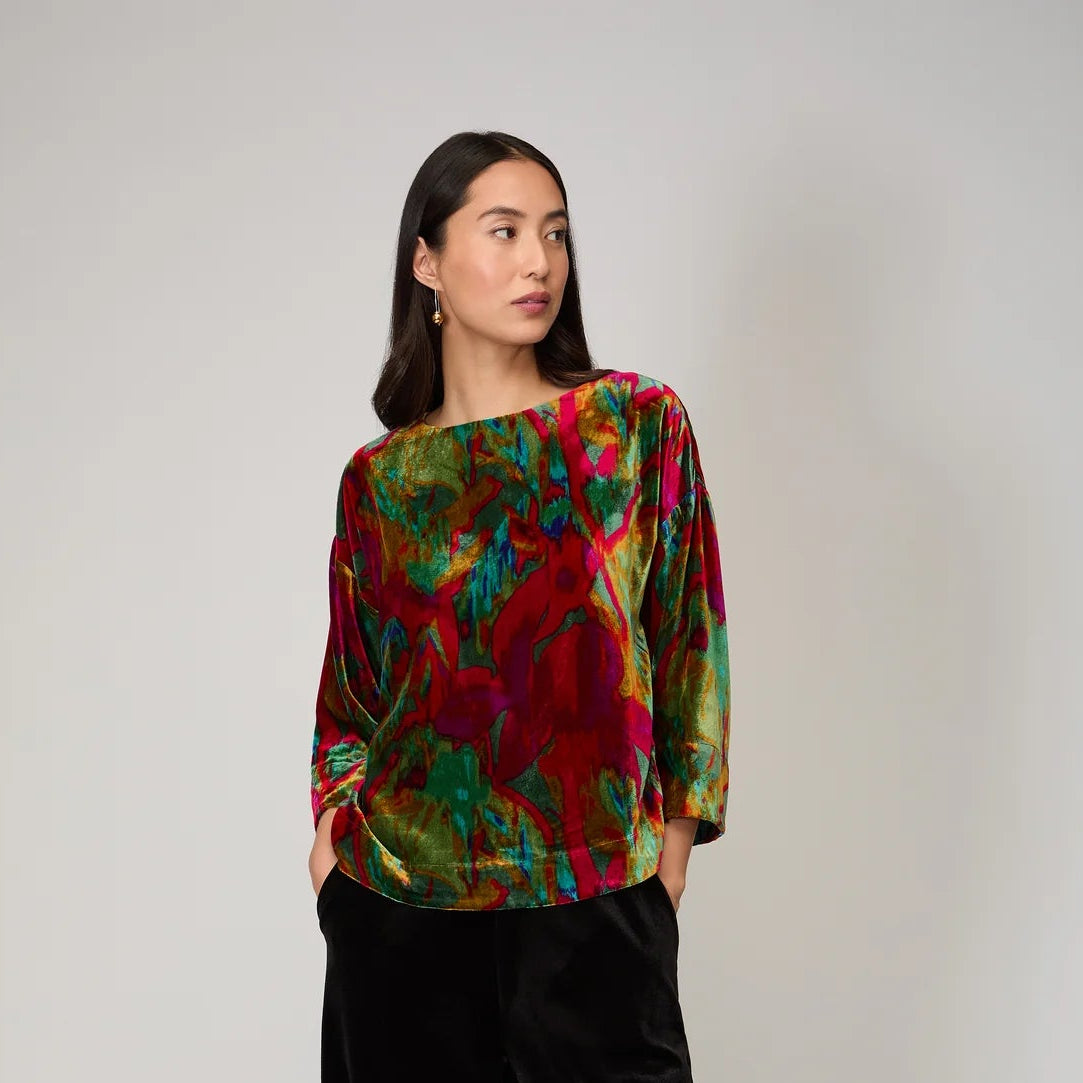 Velvet Blurred Botanicals Top - Multi