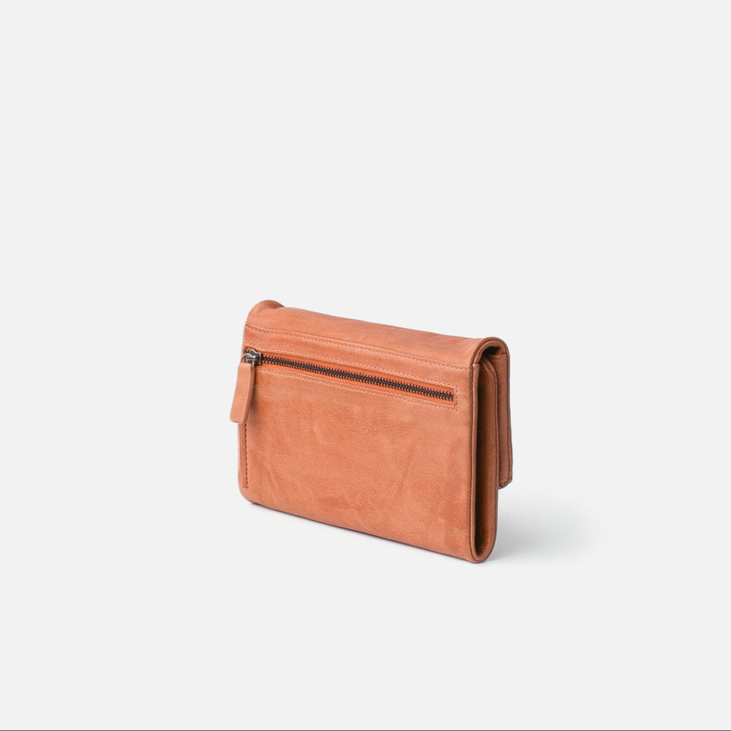 Brown leather wallet on a white background