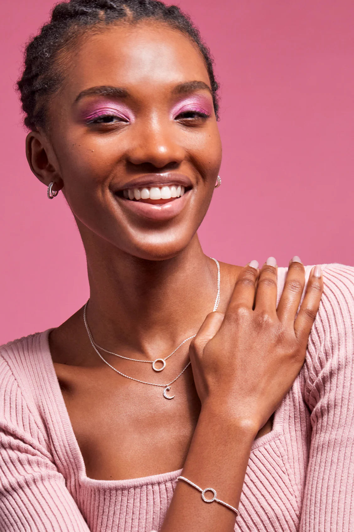 Circle CZ Pave Necklace - Silver Plated