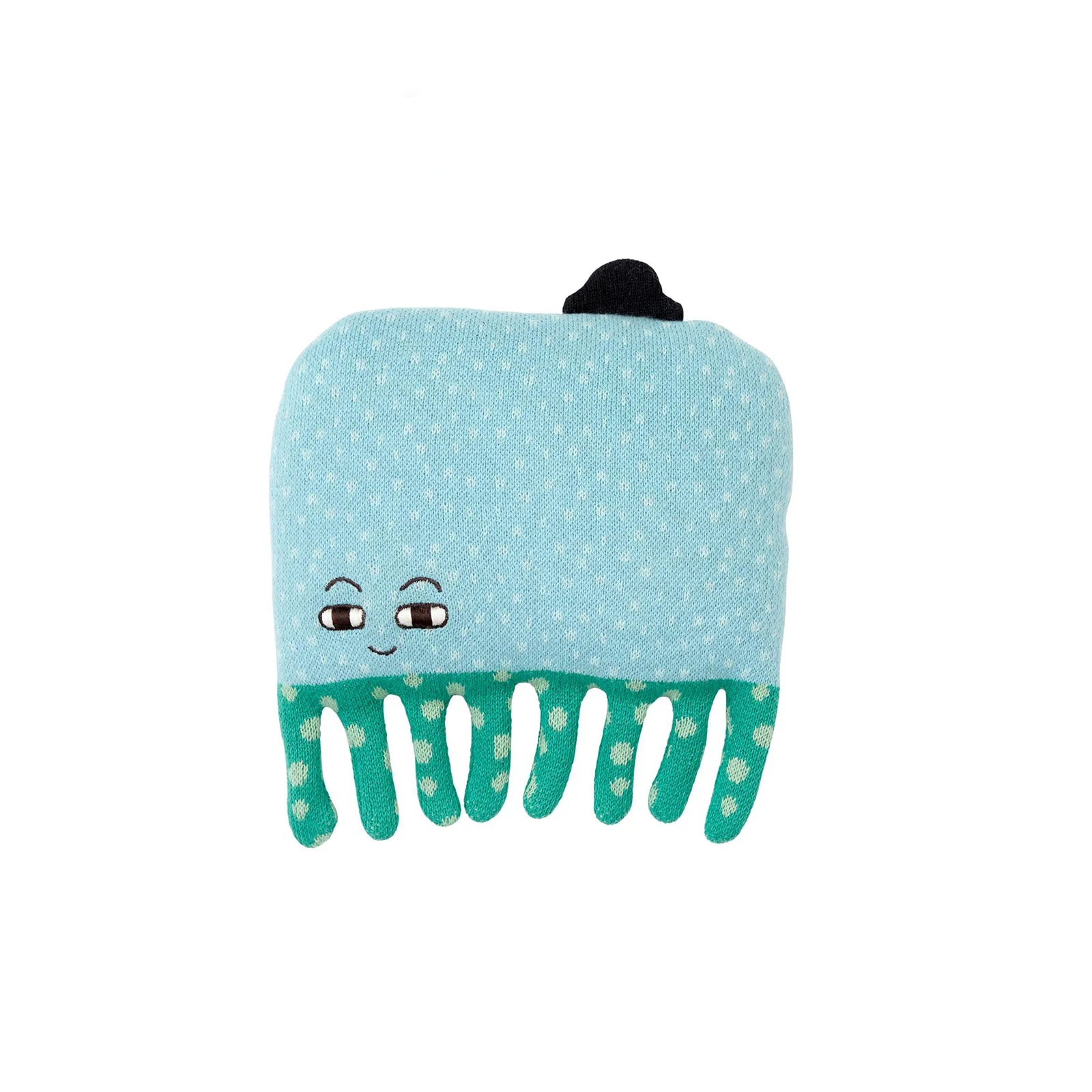 Plush comb with a smiling face on a white background