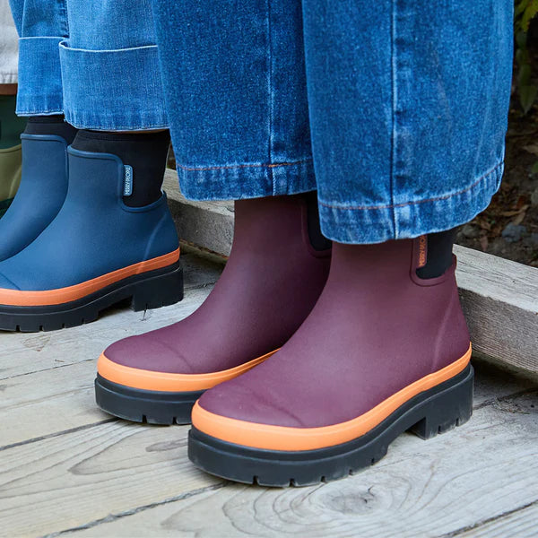 Tully Ankle Wellington Boot - Plum & Neon