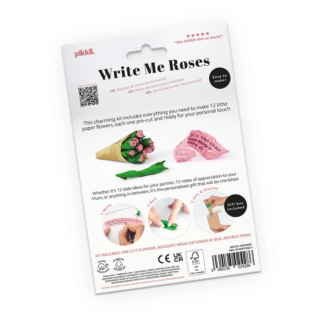 Pakkii 'Write Me Roses' product packaging on a white background
