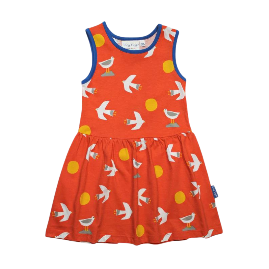 Organic Seagull Print Summer Dress