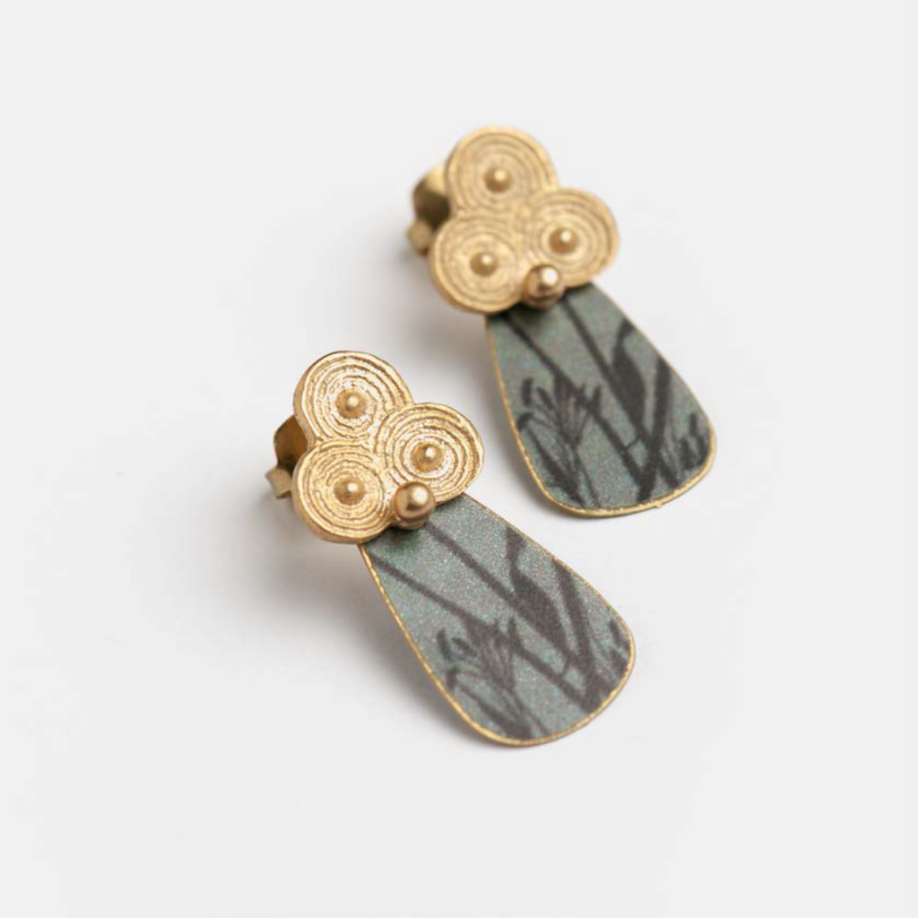 Pair of teardrop-shaped earrings.