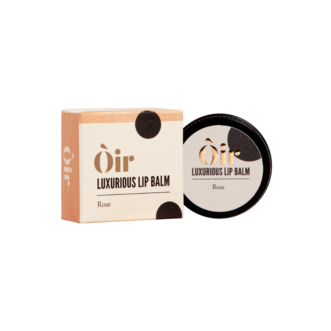 Oir luxurious lip balm with packaging on a white background