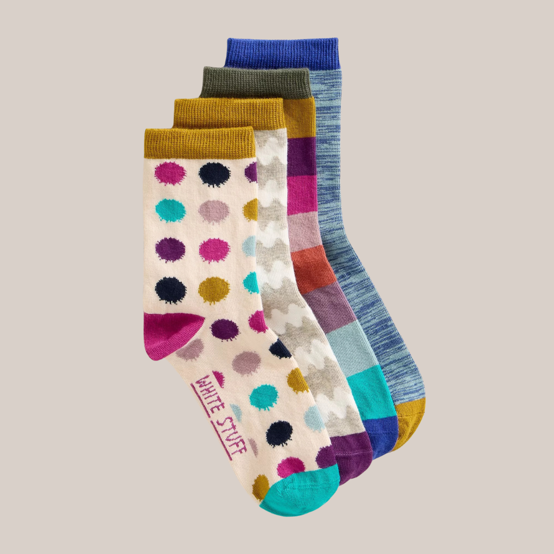 4-Pack Hotch Potch Ankle Socks - Natural Multi