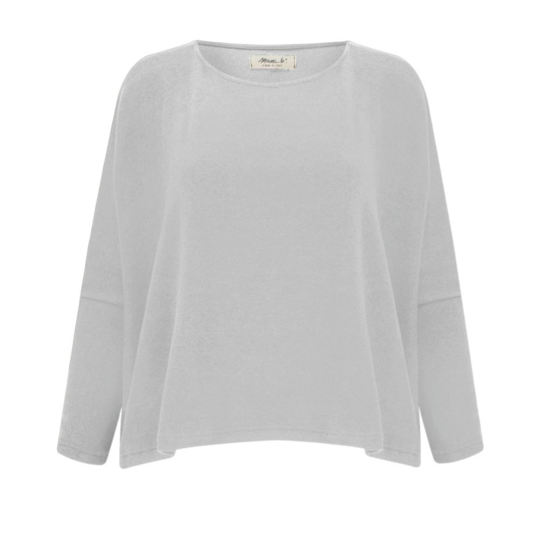 Light gray long-sleeve top on a white background