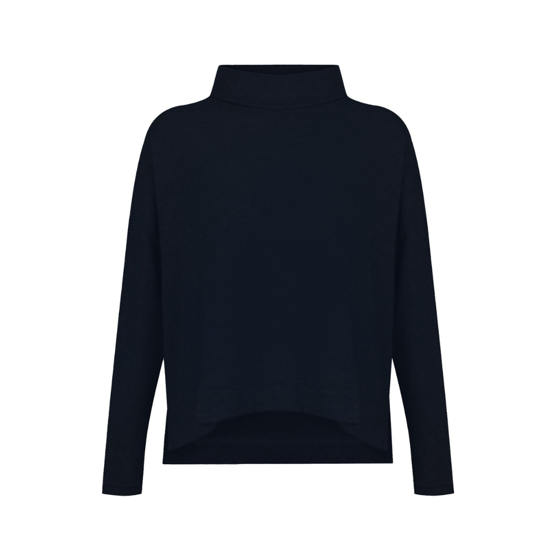 Black turtleneck sweater on a white background