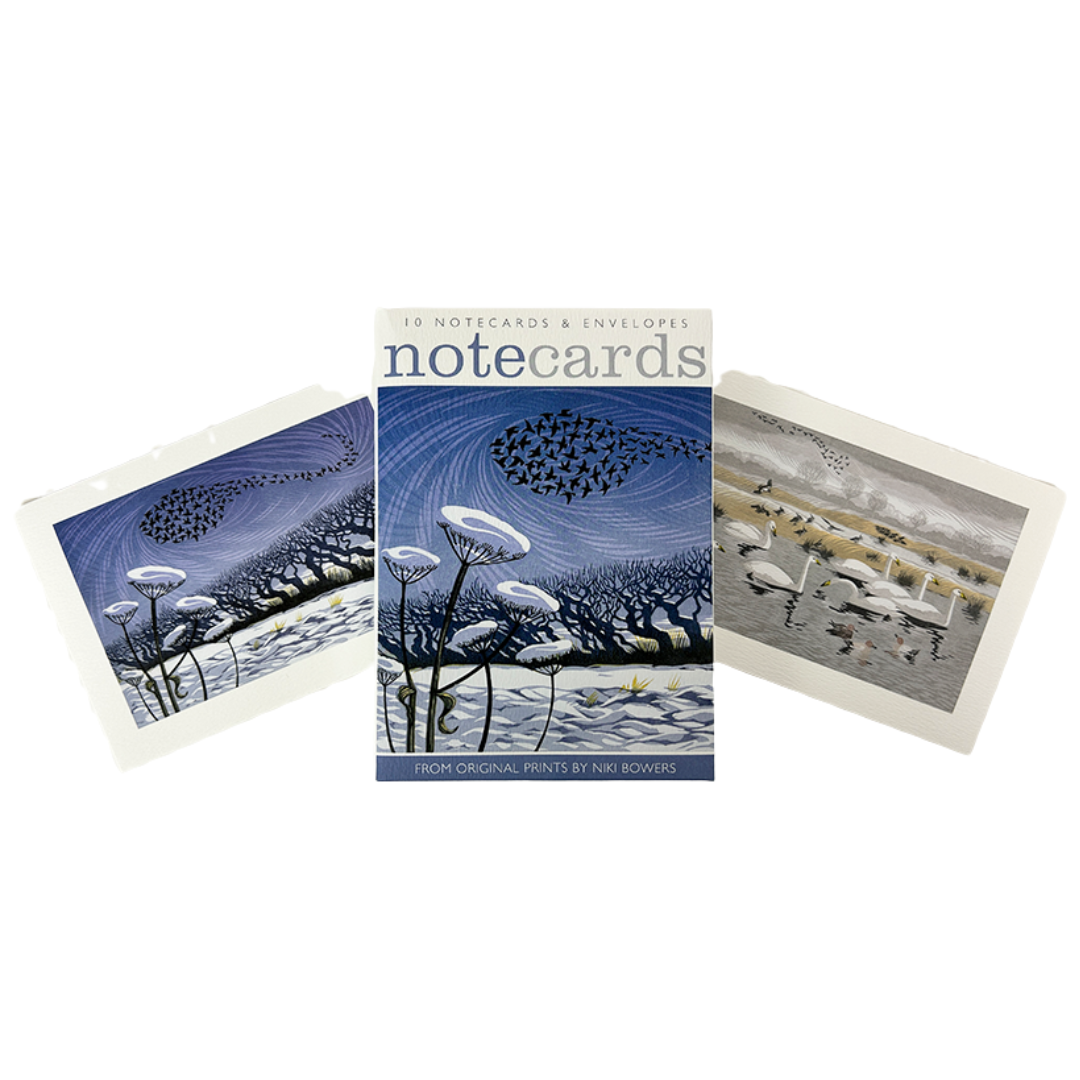 Niki Bowers Notecards - Snow Starlings & Seven Swans - Set of 10